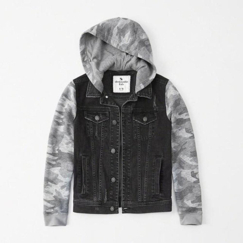Black Denim with Gray Camo Jacket - Abercrombie